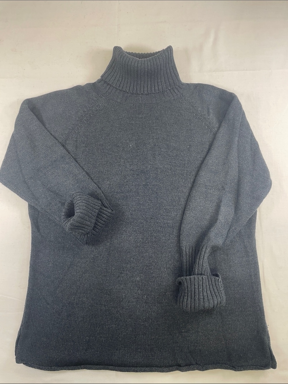 Black Ribbed Cotton Turtleneck oversized Sweater WXL fisherman nautical